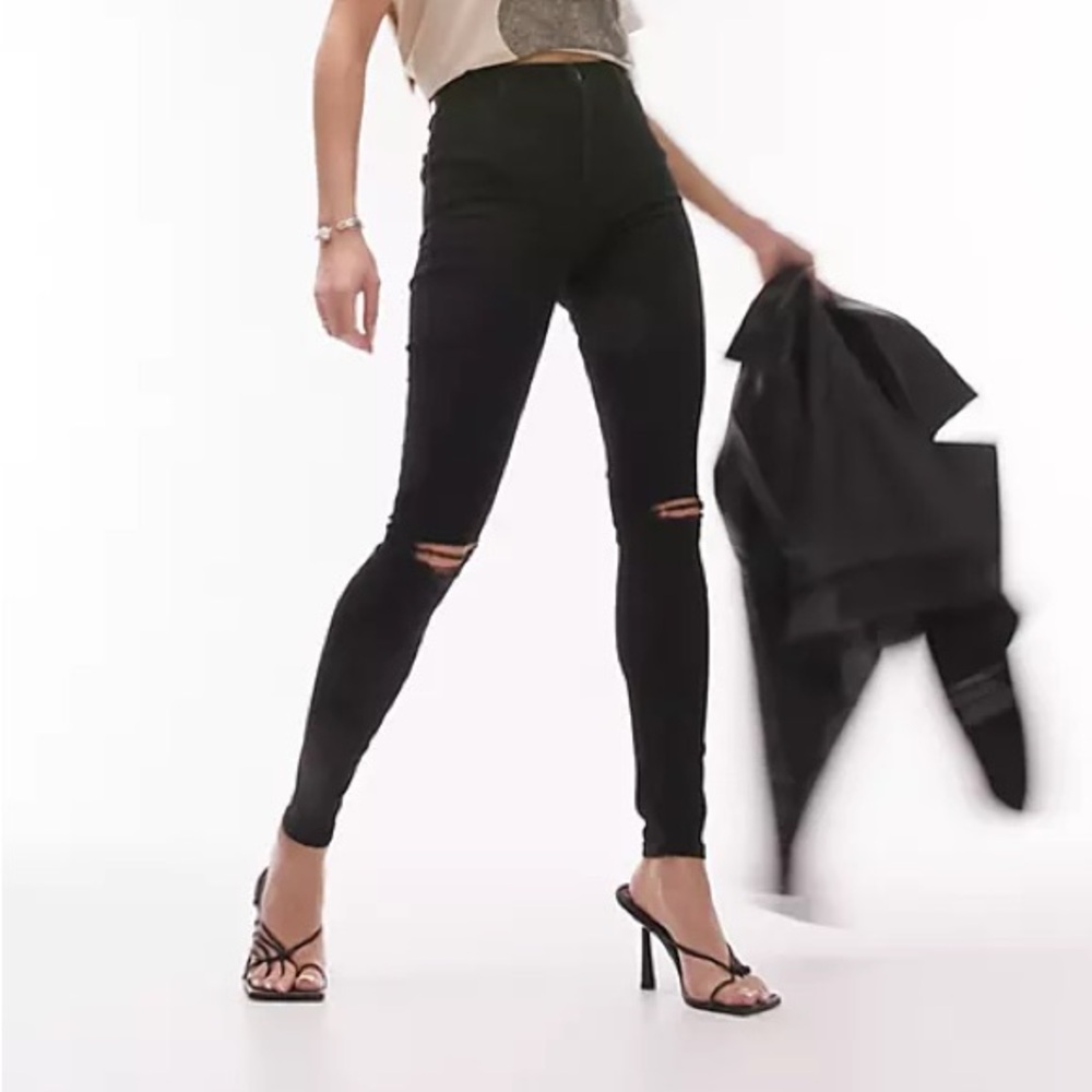 TopShop Black Ripped Knee Denim